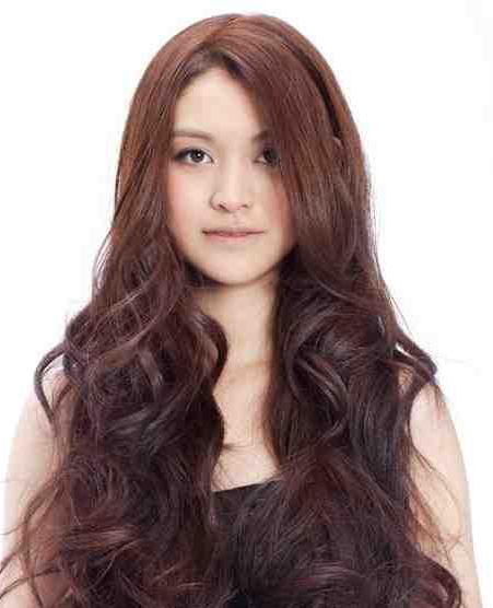 圆脸女生长卷发发型设计